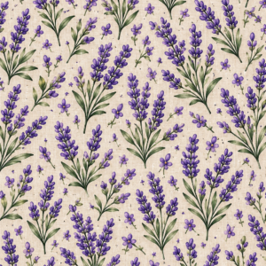 Lavender: paars lavendelpatroon op een crèmekleurige achtergrond, Dalla Terra
